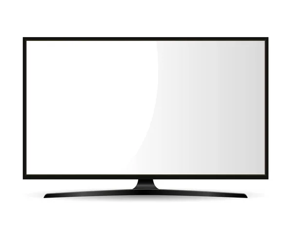 Zwarte televisie met wit scherm. Brede monitor. — Stockvector