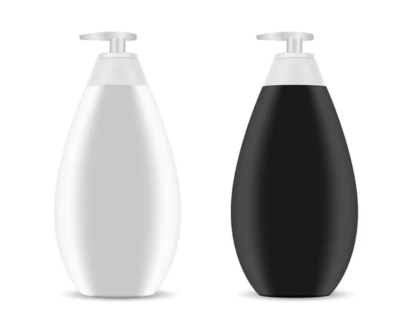 Conjunto de botellas de bomba. Paquete dispensador cosméticos de la piel — Vector de stock