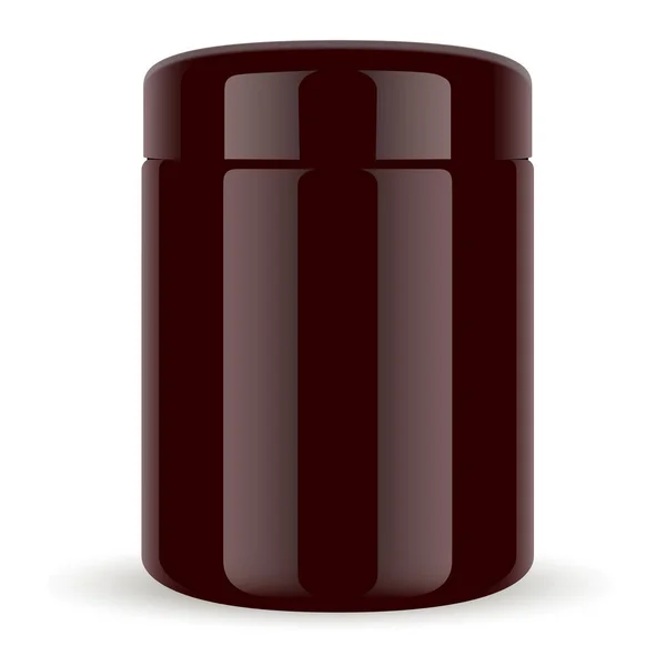 Bruine pot geïsoleerd. Amber cosmetische fles Mockup. — Stockvector