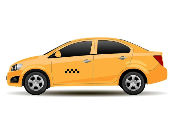 Ilustración de Taxi Amarillo. Vehículo moderno. Plano — Vector de stock