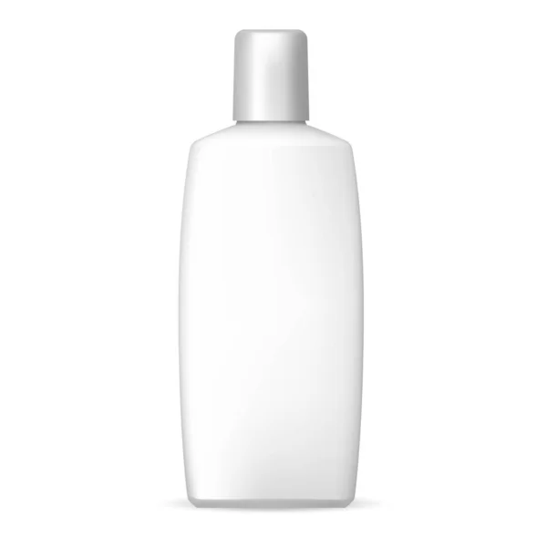 Biała butelka szamponu. Plastikowe opakowania kosmetyczne. — Wektor stockowy