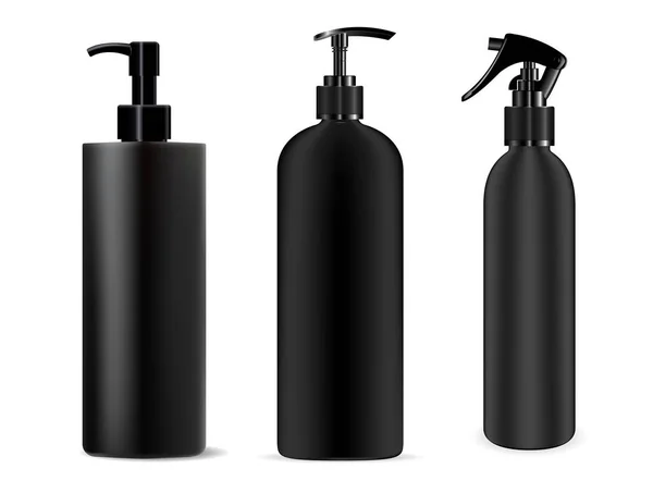 Flasche schwarzes Spray. Kosmetikspender-Attrappe — Stockvektor