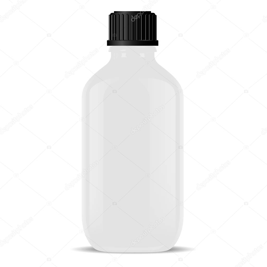 White glass medical bottle isolated Realistic vial