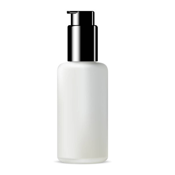 White Glass Bottle. Foundation Cream Cosmetic Jar