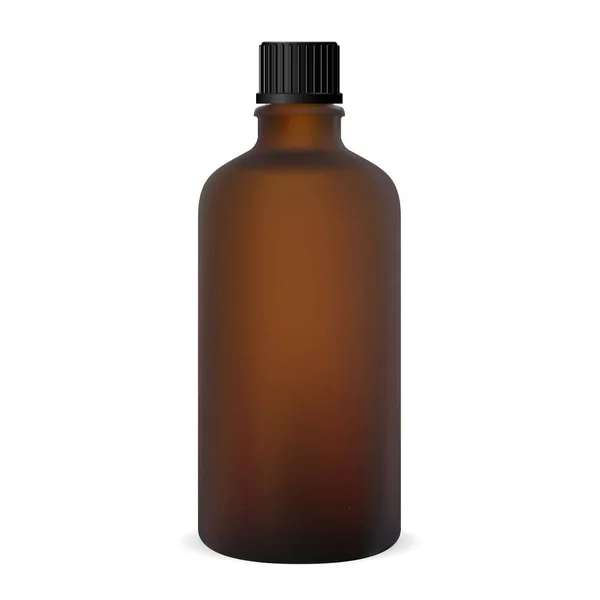 Καφέ μπουκάλι. Φιαλίδιο γυάλινης ιατρικής. 3d Μεμονωμένο πετρέλαιο — Διανυσματικό Αρχείο