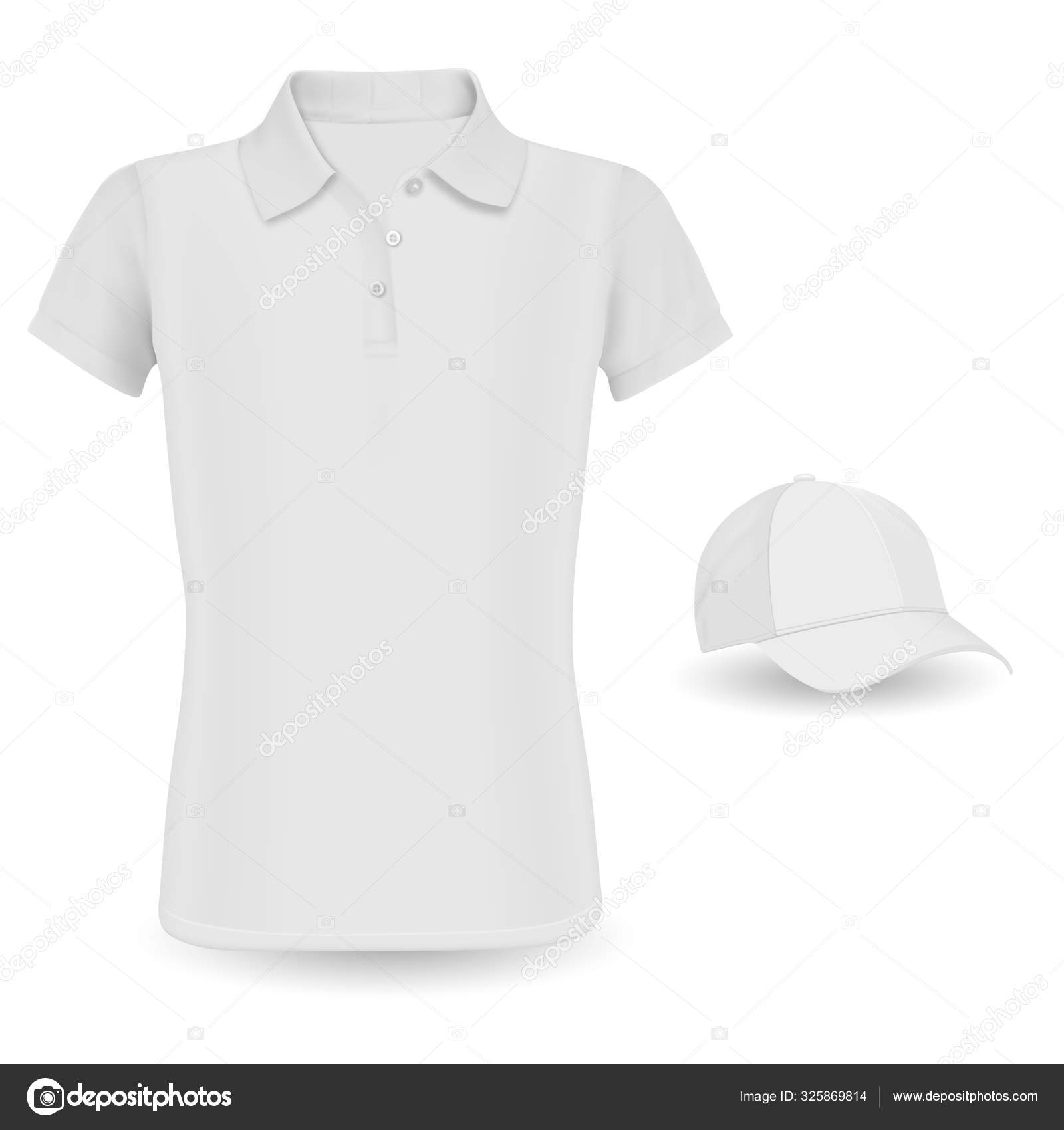Polo Shirt Mockup. Vector Tshirt and Baseball Cap Stock Vector Image by ...