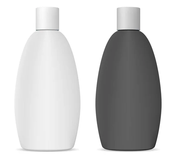 Paquete cosmético de champú. Botella en blanco y negro — Vector de stock