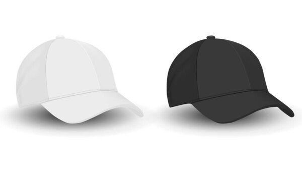 Baseball hat. Black and White Sport Cap Mockup Set