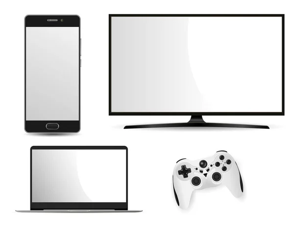 Televisie Laptop Smartphone, Game Control mockup — Stockvector