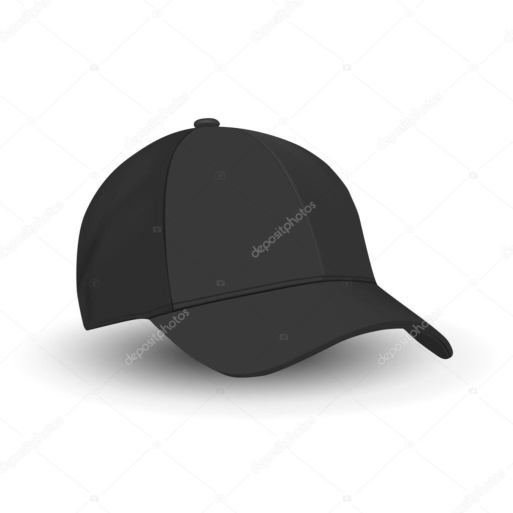 Black Baseball Cap Template. Vector Hat Mockup