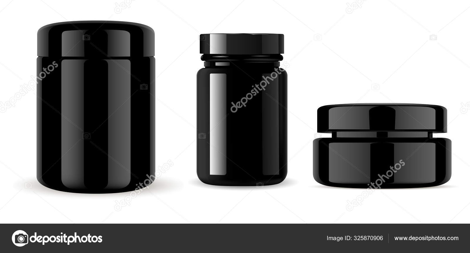 Download Medical Bottle Mockup Black Glass Container Jar Vector Image By C Sergiibaibak Vector Stock 325870906