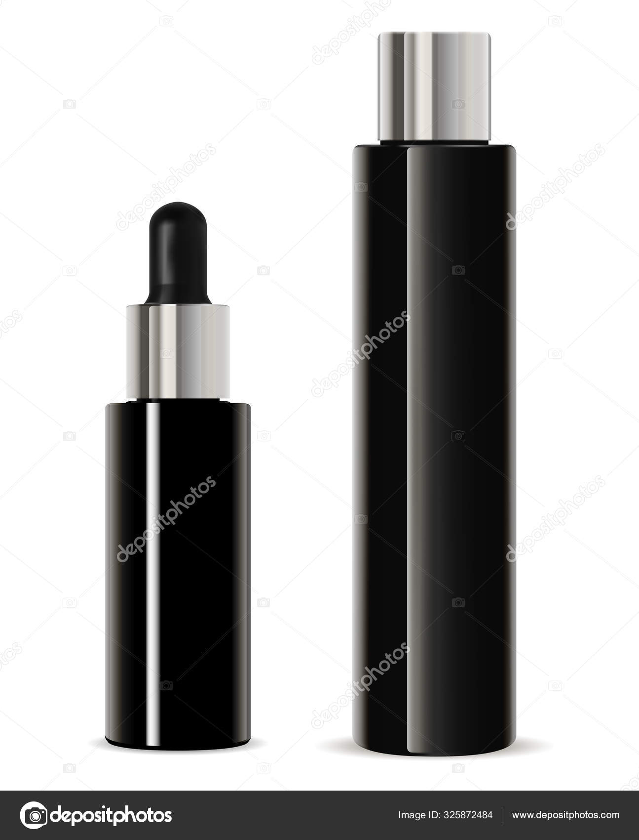 Download Black Dropper Bottle Cosmetic Serum Lotion Mockup Vector Image By C Sergiibaibak Vector Stock 325872484