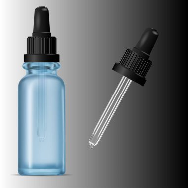 Damlalık Şişe Modeli. Vektör Serum Cam Şişe