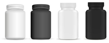 İlaç şişesi. Vitamin paketi modeli. Kavanoz