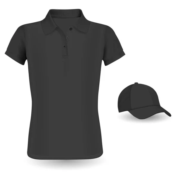 Koszulka wektorowa i czapka baseballowa. Mockup koszuli polo — Wektor stockowy
