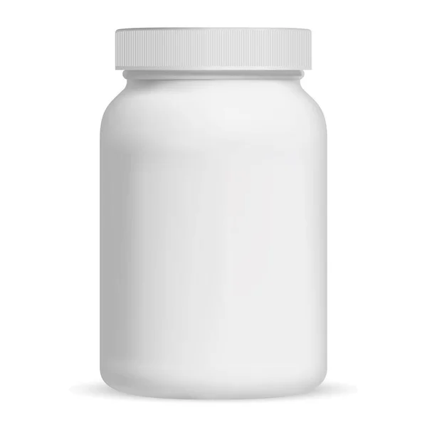 Garrafa de suplemento. Garrafa de pílula de vitamina. Jar Mockup —  Vetores de Stock