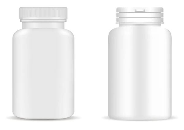 Supplement Bottle. Pill Bottle Mockup Medicine Jar — Stock Vector