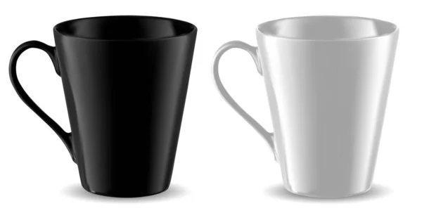 Mug Mockup. preto e branco copo modelo isolado — Vetor de Stock