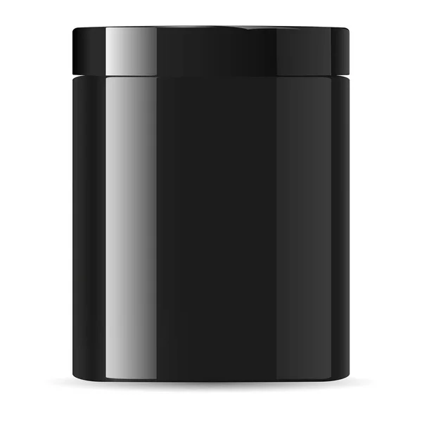 Black Jar. Cream Container. Cosmetic Jar Mockup — Stock Vector