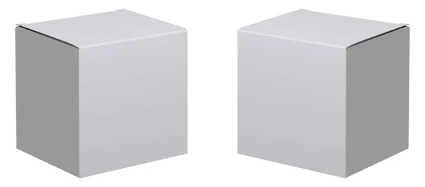 박스 샷. 3 차원 흰색 패키지. 판지로 된 판지 세트 — 스톡 벡터