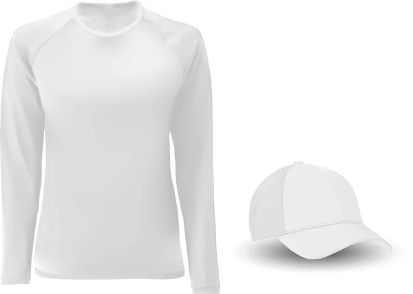 T shirt template. Long sleeve. Baseball hat blank — Stock Vector