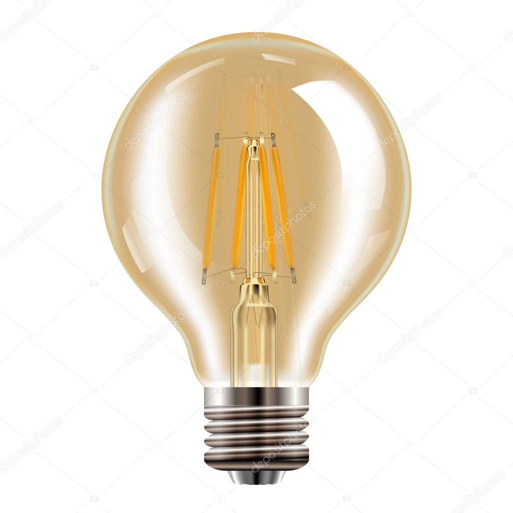 Edison bulb. Transparent Vintage lamp. Realistic