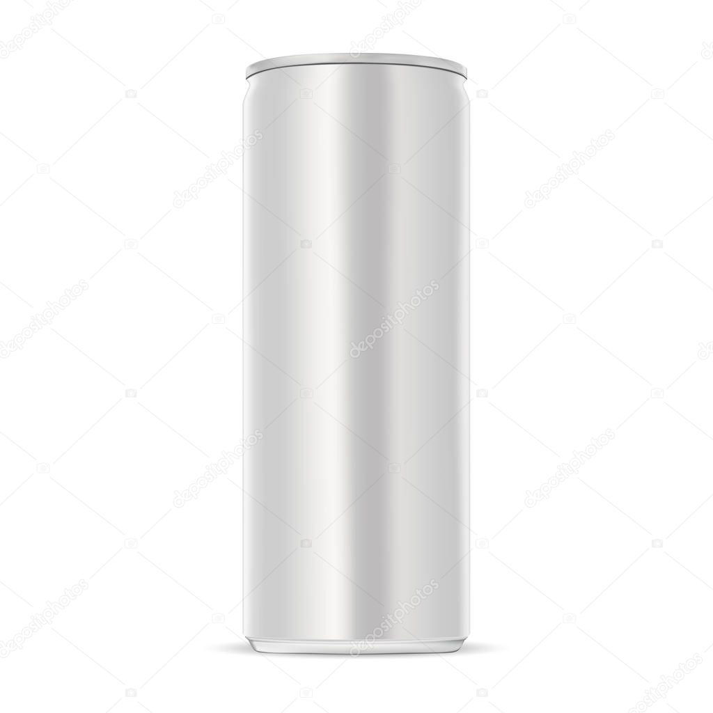 Aluminum can. Slim energy drink tin mockup. Juice