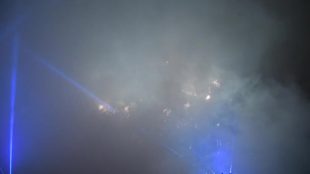 Vidéo Vrais Feux Artifice Sur Fond Noir Profond Sky Sur — Video