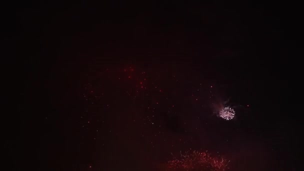 Video Beelden Van Echt Vuurwerk Deep Black Achtergrond Sky Vuurwerk — Stockvideo