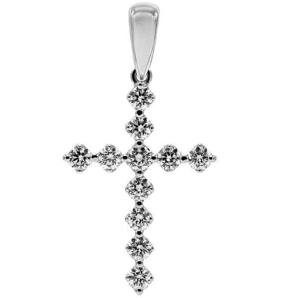 Cruz de plata c circonitas, cruz con diamantes y oro blanco — Foto de Stock
