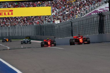 SOCHI, RUSSIA - 29 Eylül 2019: Rusya Formula 1 Grand Prix 'inde Yarış Başladı