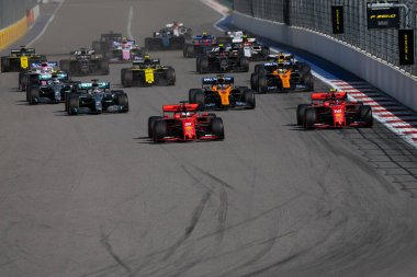 SOCHI, RUSSIA - 29 Eylül 2019: Rusya Formula 1 Grand Prix 'inde Yarış Başladı
