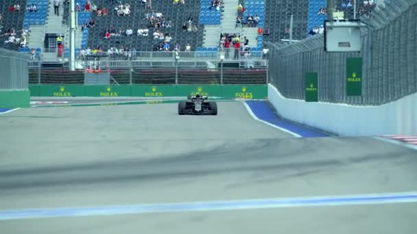 Haas Formula 1 team racing at Formula 1 Russian Grand Prix 2019 — стокове відео