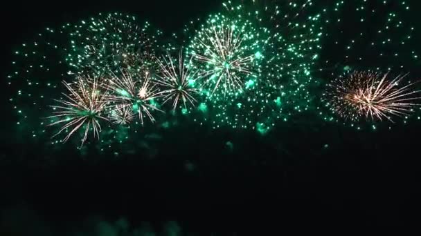 Kleurrijk abstract Vuurwerk in de nachtelijke hemel, geïsoleerde achtergrond — Stockvideo