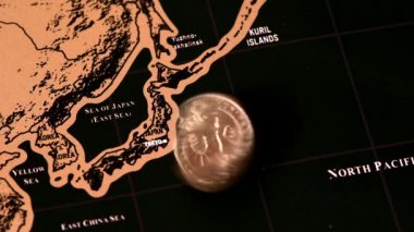 Japonya 'yı Asya siyah kazı kazan haritasında bir dolar ile silin.