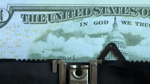 COVID-19米国のコロナウイルス、 50ドル紙幣。危機と金融の概念 — ストック動画
