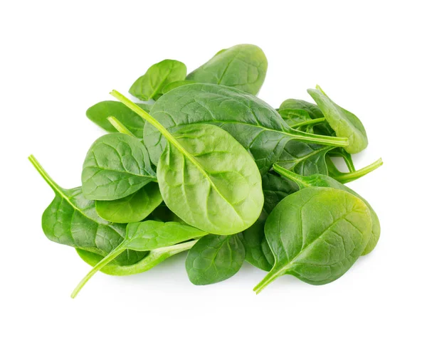Heap of fresh spinach leafs isolated on white — Stock Photo, Image