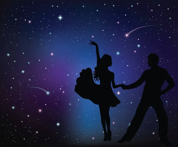 Silhouettes de couple dansant . — Image vectorielle