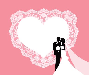 Davetiye, selamlama ya da beyaz dantelli düğün kartı