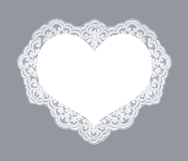 Invitation Greeting Wedding Card White Lace Blue Background Heart Shape — Stock Photo, Image