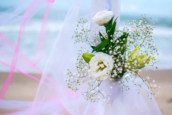 Weddign Flowers Bouquet Blue Background — Stock Photo, Image