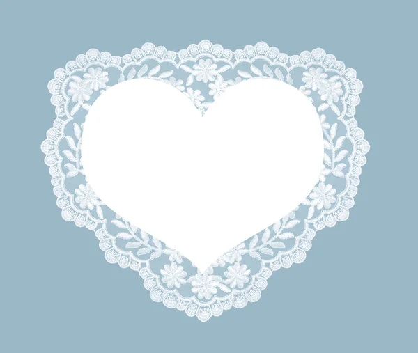 Πρόσκληση Χαιρετισμός Γαμήλια Κάρτα Λευκή Δαντέλα Μπλε Φόντο Πανό Σχήματος — Φωτογραφία Αρχείου