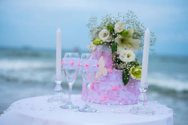 Wedding Romatic Dinner Seaside — Stock Photo, Image
