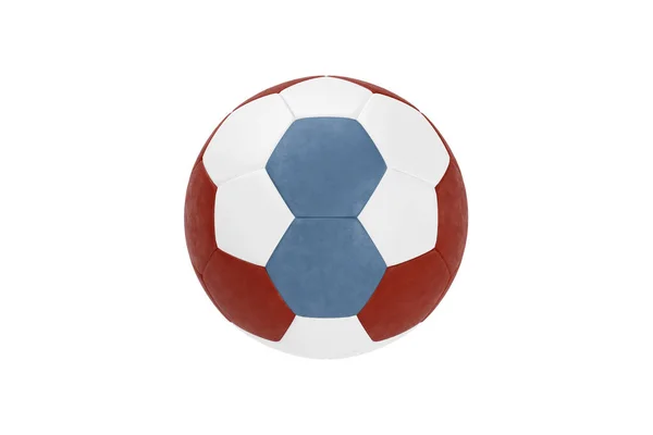 彩色的 蓝色的 红色的 白色的经典足球 孤立在白色的背景 文字的地方 — 图库照片