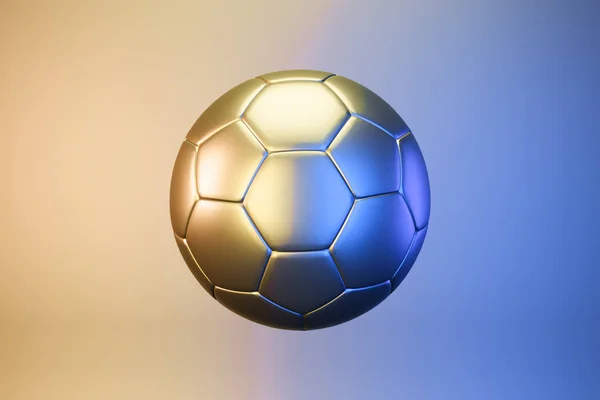 Preis Metallischer Fußball Beleuchtet Neonfarben Platz Für Text Symbol — Stockfoto