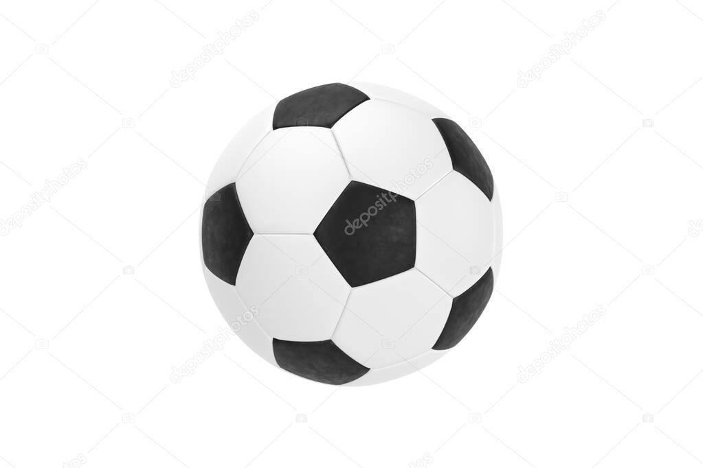 black and white classic soccer ball isolated on white background, place for text, icon