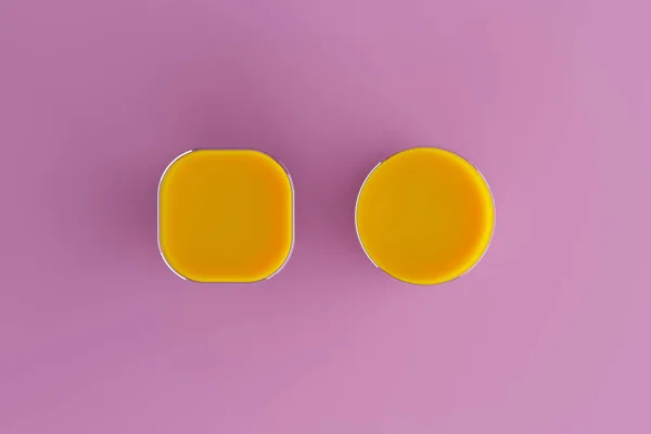 Sok Pomarańczowy Szklance Akcentami Fioletowym Tle Studio Miejsce Tekst Ikona — Zdjęcie stockowe