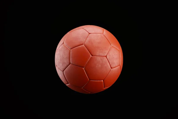 Roter Fußball Isoliert Auf Schwarzem Hintergrund Platz Für Text Symbol — Stockfoto