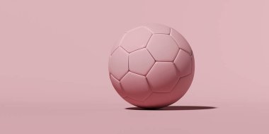 3D resim, pembe arka planda renkli pembe klasik futbol topu, metin, pankart, ikon, duvar kağıdı için yer