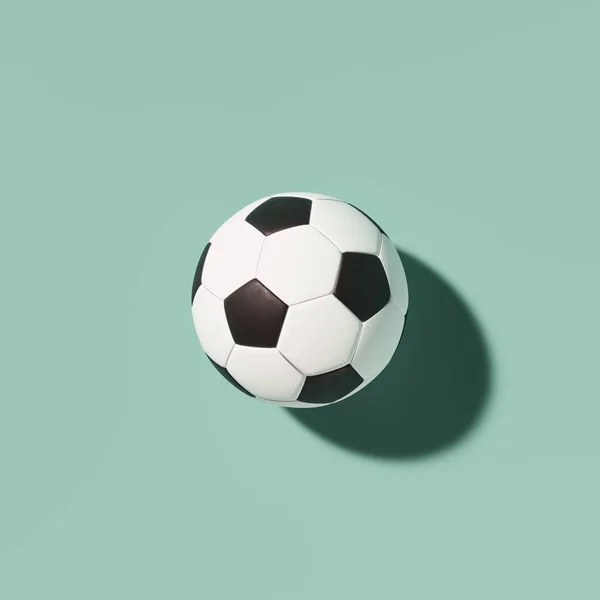 Image Black White Classic Soccer Ball Green Background Place Text — Stock Photo, Image